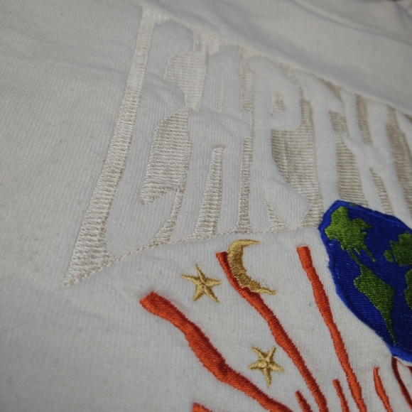 Vintage Earth Day Embossed Embroidered Logo Tee XXL Hemp Custom Made - Picture 3 of 4